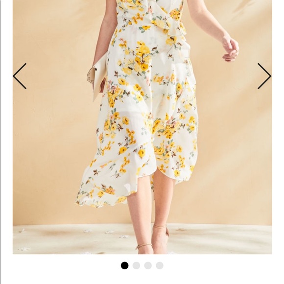 NWT 🌟Charming Charlie Yellow Floral Wrap Dress - Picture 6 of 7